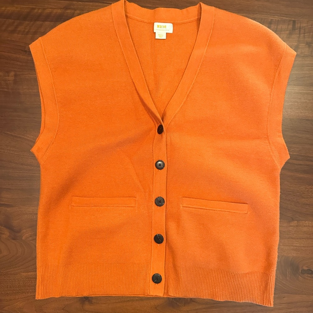NWOT Maeve by Anthropologie Orange Women's Cardigan Vest Size Small